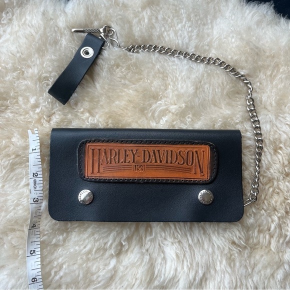 Vintage Harley  Davidson Black Leather Chain Biker Wallet - Picture 14 of 16